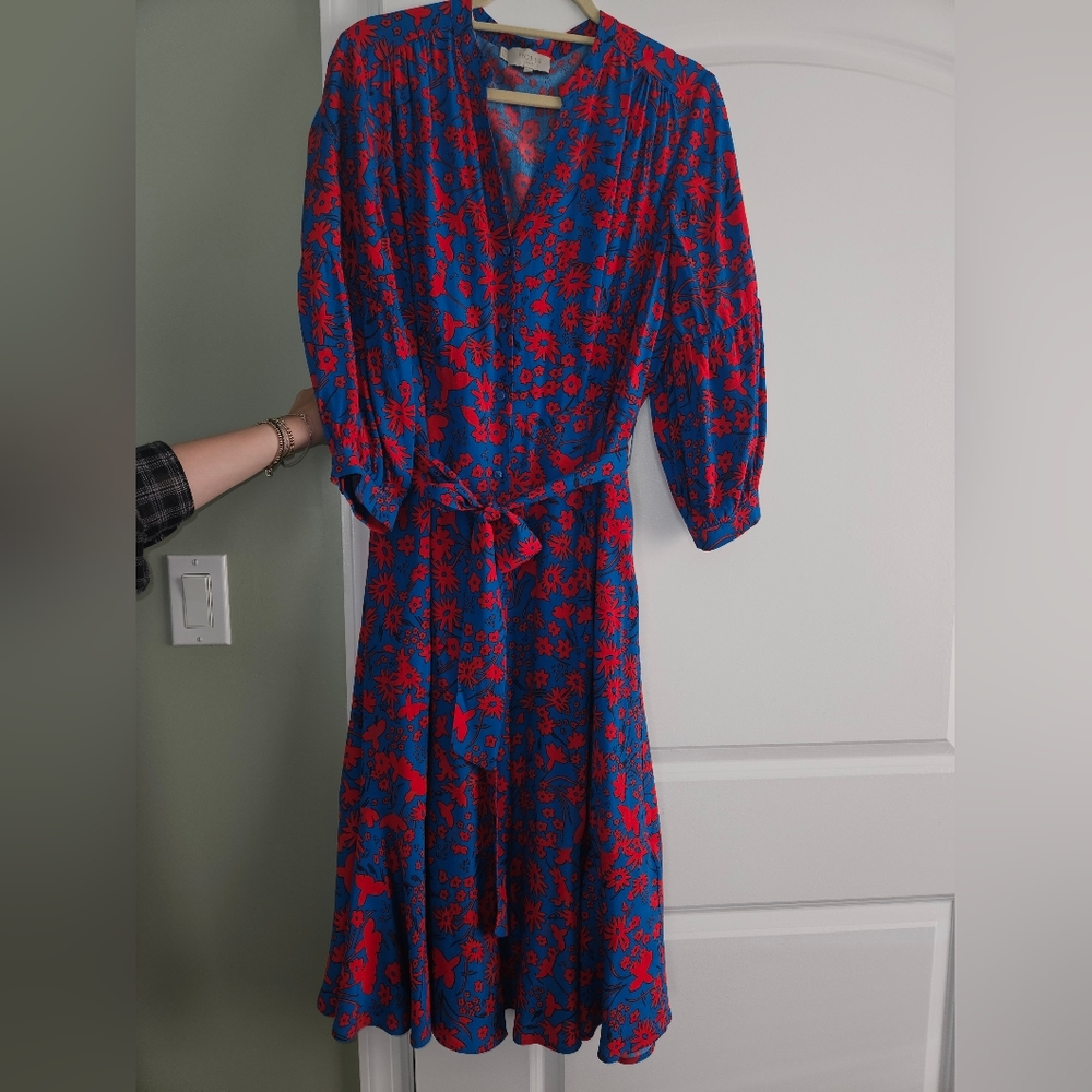 HOBBS LONDON BLOOMINGDALES US 12 FLORAL BUTTON BELTED MAXI DRESS